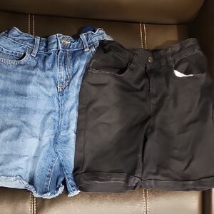 Blue and Black Denim Shorts Set